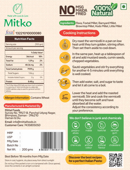 Millet Vermicelli - Ready in 10 Mins - 200 g