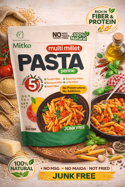 Penne Millet Pasta - Ready in 10 Mins - (Pack of 2 x 200 g)